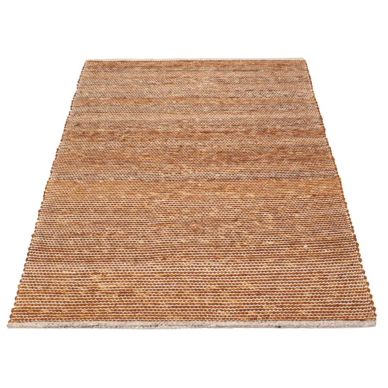 ECARPETGALLERY Braid weave Sienna Brown Wool Rug - 5'0 x 7'10