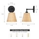 preview thumbnail 14 of 18, 1-Light Boho Natural Rattan Hardwired Wall Sconce with Adjustable Swivel Swing Arm