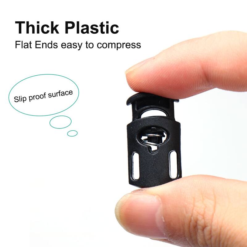 6pcs Plastic Cord Lock Stopper Spring Toggle Fastener Organizer Black