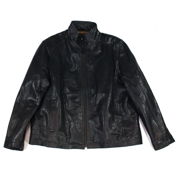 Download Marc York Mens Moto Jacket Black Size XL Full Zip Mock-Neck Leather - Overstock - 32818985