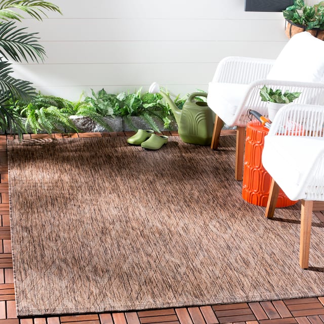 SAFAVIEH Courtyard Marolyn Indoor/ Outdoor Waterproof Patio Backyard Rug - 4' x 5'7" - Brown/Brown