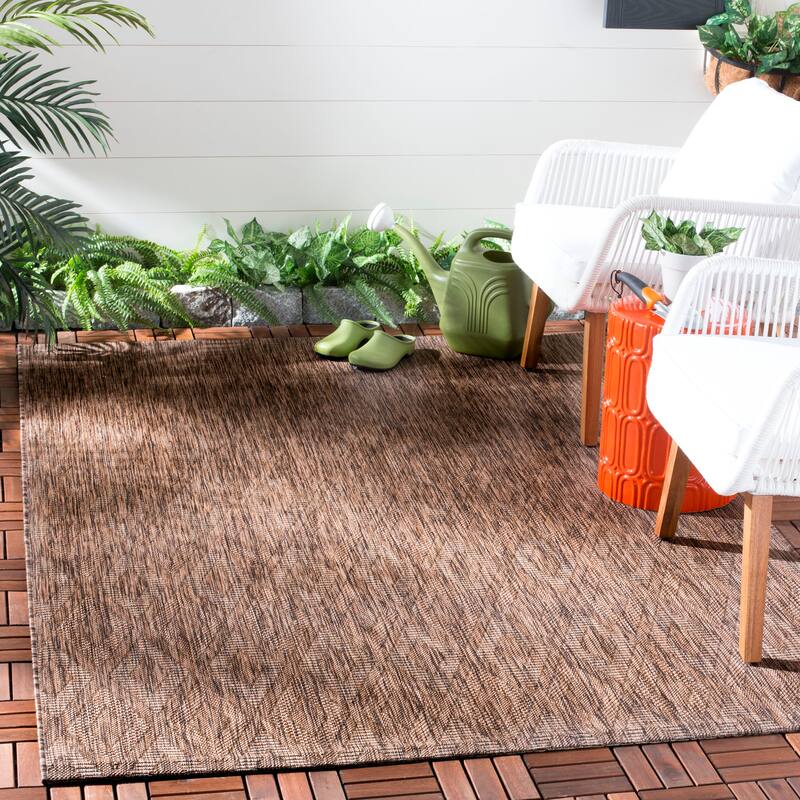 SAFAVIEH Courtyard Marolyn Indoor/ Outdoor Waterproof Patio Backyard Rug - 8' x 11' - Brown/Brown