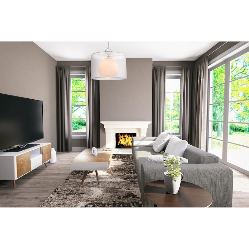 Arosia 1 Light 24 inch Chrome + White Pendant Light