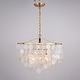 preview thumbnail 12 of 12, Elsa 3 Light Gold Brass Modern Coastal Glam Pendant Fixture with Capiz Shells - 19.75-in W x 18.5-in H x 19.75-in D