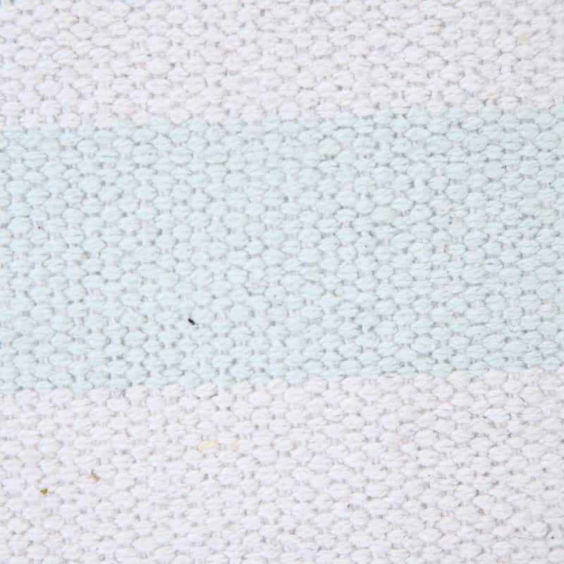 Handwoven Geometric Striped Cotton Throw Pillow Cover - 20" - Sky Blue and White