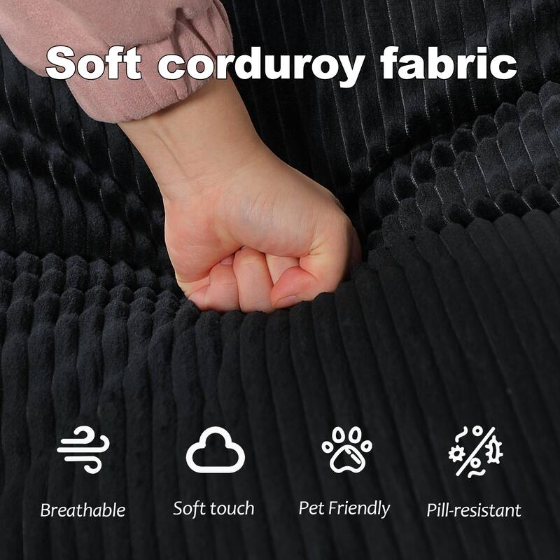 Compression Human Dog Sofa Bed, 3-in-1 Corduroy Floor Couch with Pillow, Folding Lounger for Adults & Pets