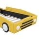 preview thumbnail 15 of 18, Race Car-Shaped Platform Bed Twin Size Bed Frame Stylish Kids Bed Anti-collision PU Leather Upholstered with Wood Slat Support