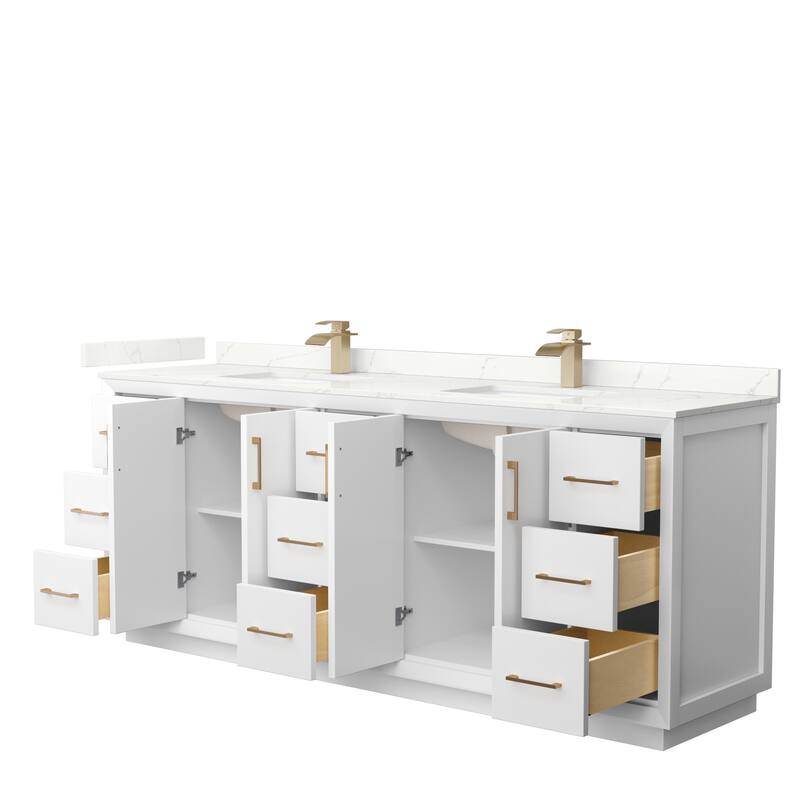 Strada 84-inch Double Vanity, Quartz Top
