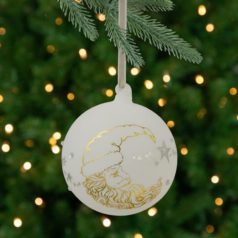 4.5" Moon Santa 'Dreams Come True' Frosted Glass Christmas Ornament