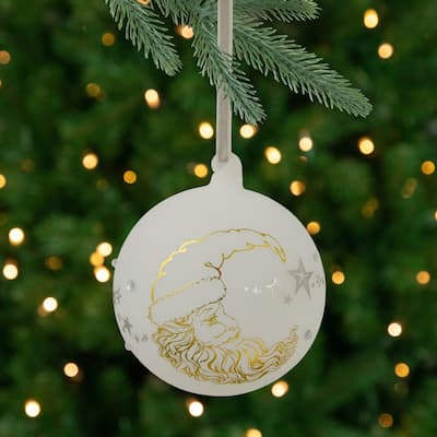 4.5" Moon Santa 'Dreams Come True' Frosted Glass Christmas Ornament