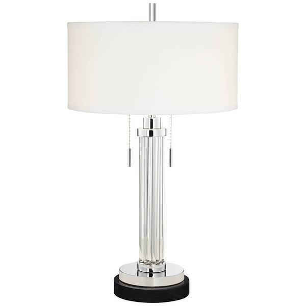 Modern Table Lamp with Round Black Riser 30