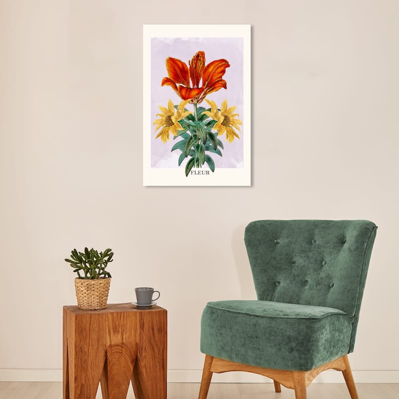 Wynwood Studio Canvas Floral and Botanical Fleur Red and Mustard Traditional Wall Art Canvas Print - Red, Yellow - 20 x 16