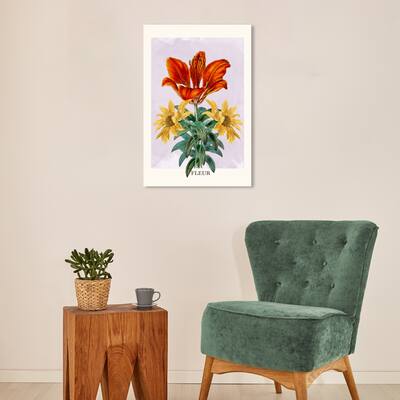 Wynwood Studio Canvas Floral and Botanical Fleur Red and Mustard Traditional Wall Art Canvas Print - Red, Yellow
