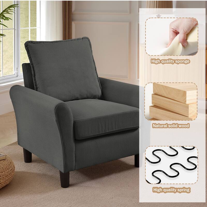 4-Piece Corduroy Living Room Sectional Sofa Set with Loveseat and Chair
