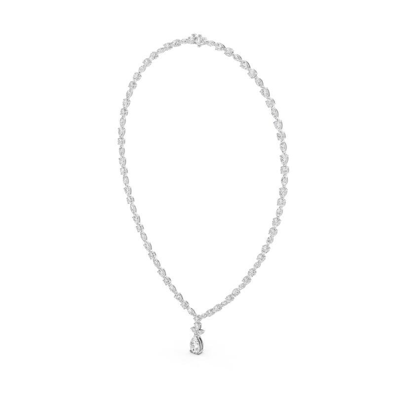 Auriya 14K Gold Lab Grown Alternating Diamond Lined Pear-Shaped Drop Necklace 19.80 ct. tw. (F-G VS)