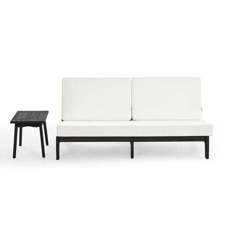 3-Seat Outdoor Sofa Set with Solid Wood Coffee Table, Weather-Resistant Cushions