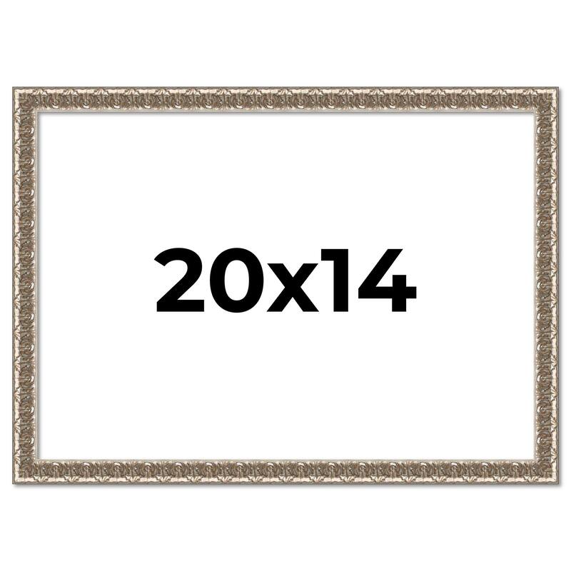 20x14 Frame Silver Versailles Ornate Solid Wood Picture Frame | 1 Inch