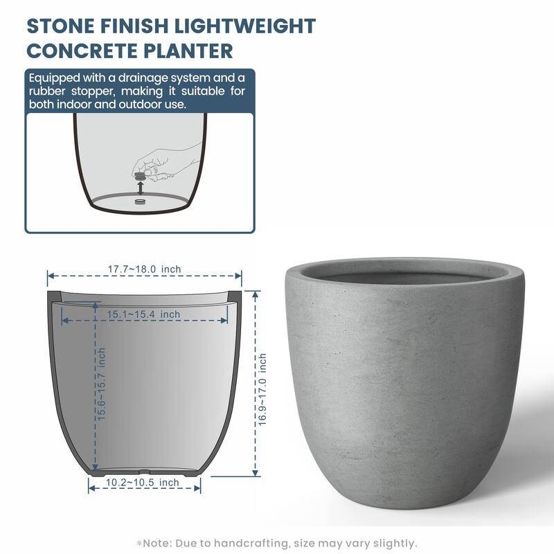 Tall Concrete Round Plant Pots / Large Indoor and Outdoor flower Planters