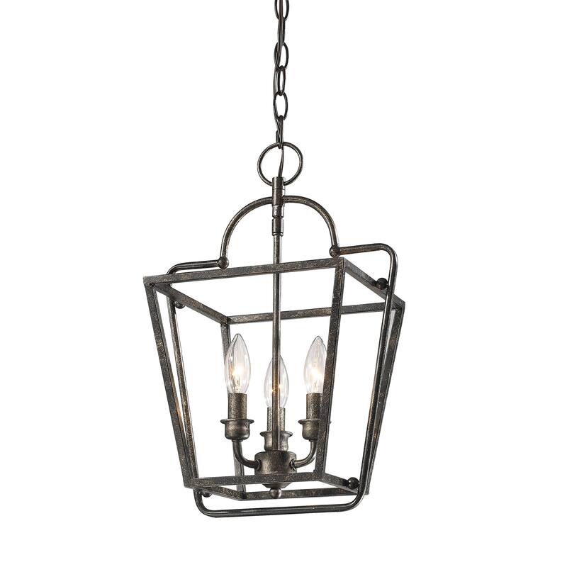 Metal Pendant light- 3 Lights - Antique Silver