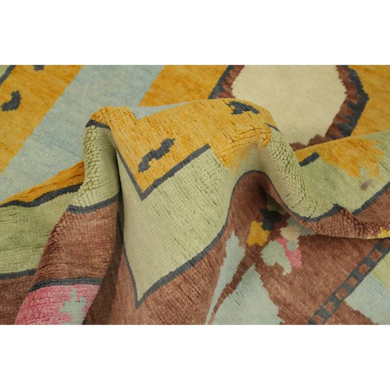 Geometric Wool Gabbeh Vegetable Dye Turkish Area Rug Handmade Wool Carpet - 9' 3'' X 6' 1''