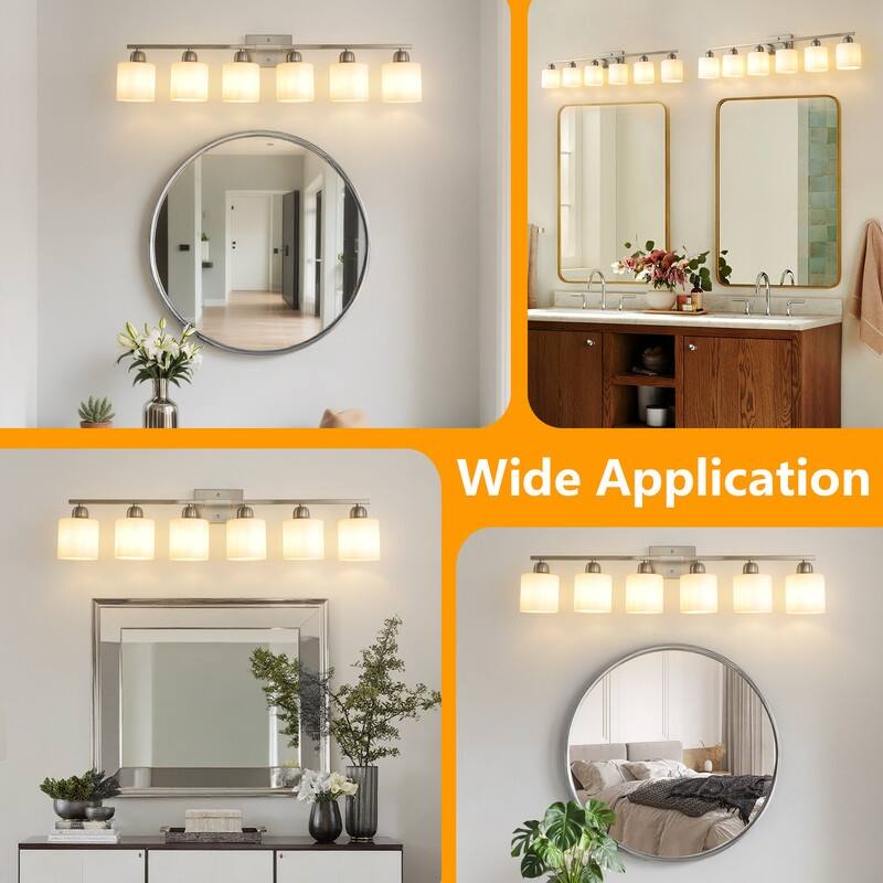 Modern Bathroom Vanity Light With Frosted Milk Glass Shades