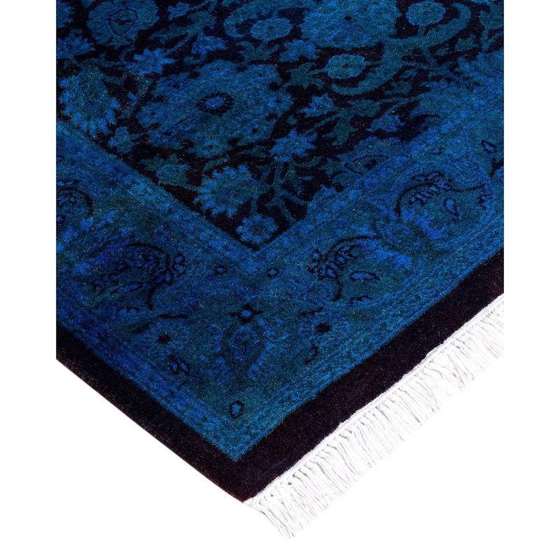 Fine Vibrance One-of-a-Kind Hand-Knotted Runner Rug - Blue, 2' 7" x 17' 6" - 2' 7" x 17' 6"