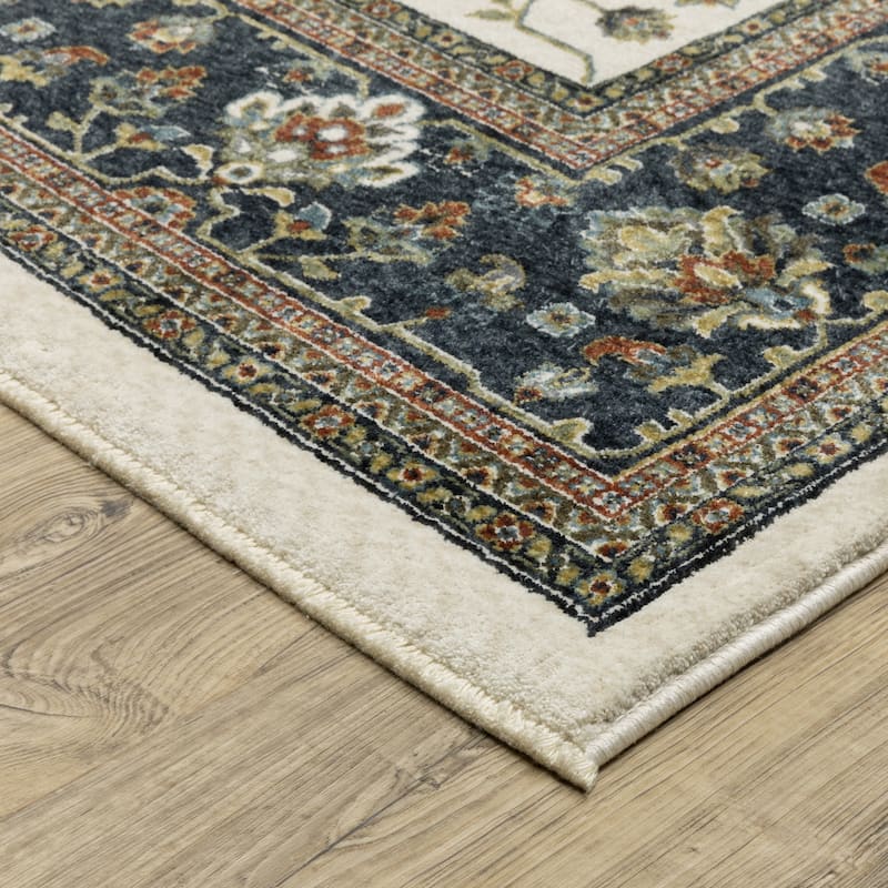 Style Haven Victoria Classic Traditional Ivory/ Navy Area Rug