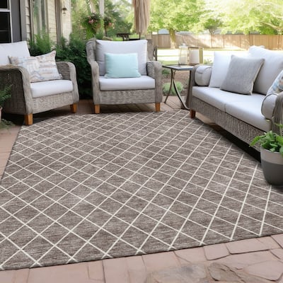 Machine Washable Indoor/ Outdoor Chantille Diamond Trellis Rug