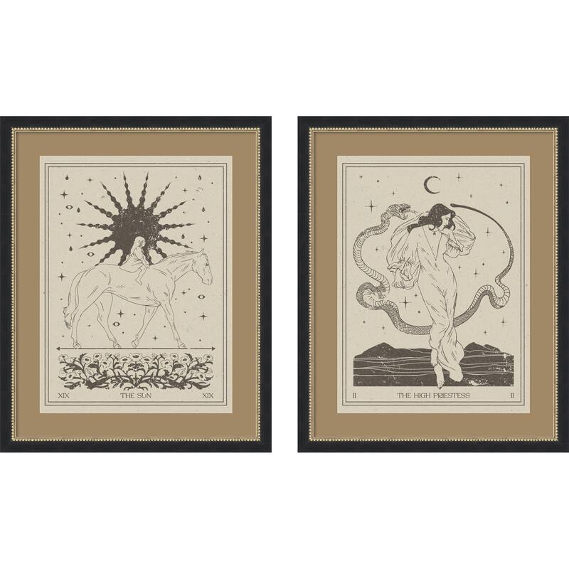 The Sun & High Priestess Tarrot 2 Piece by Nktn Framed Wall Art Prints