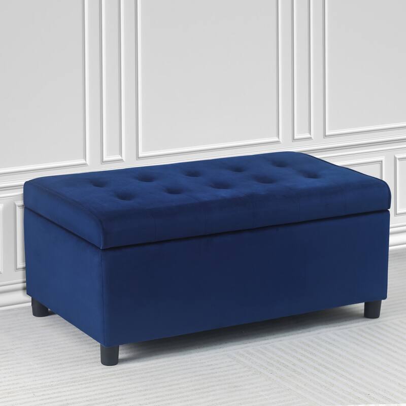 Adeco 35" Tufted Rectangular Storage Ottoman Bench