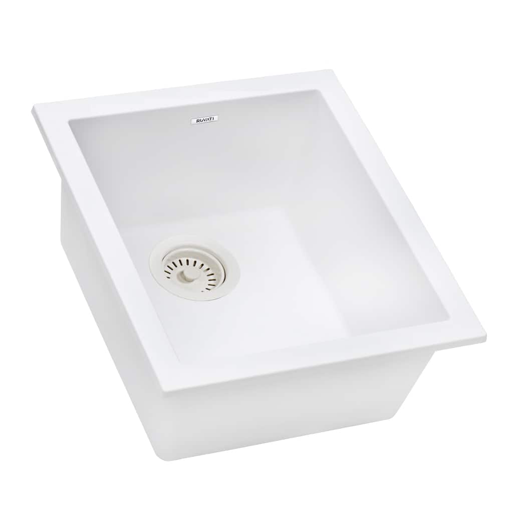 Ruvati 15 x 17 inch Granite Composite Undermount Bar Prep Sink - Arctic White - RVG2016WH