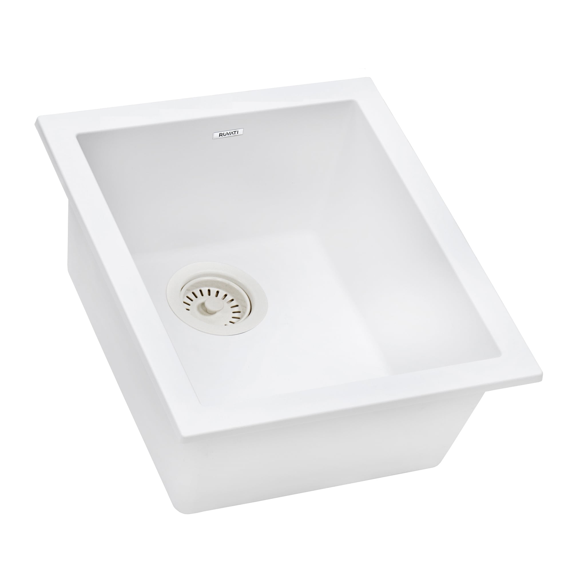 Ruvati 15 x 17 inch Granite Composite Quartz Undermount Single Bowl Wet Bar Prep Sink - Arctic White Matte - RVG2016WH