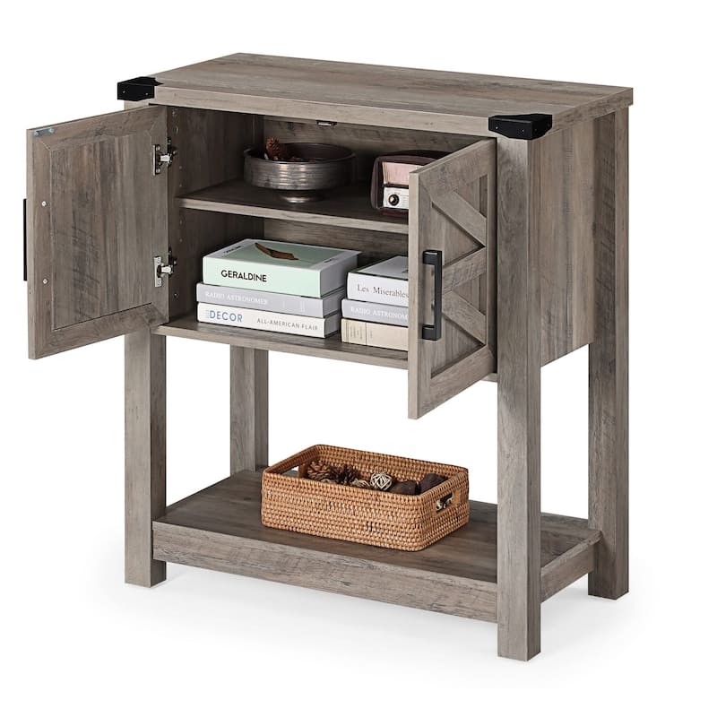 Wampat Farmhouse Sliding Barn Door Wood TV Stand / Storage Cabinet