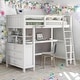 preview thumbnail 2 of 48, Twin Loft Bed with Drawers and Desk, Wooden Loft Bed with Shelves - White
