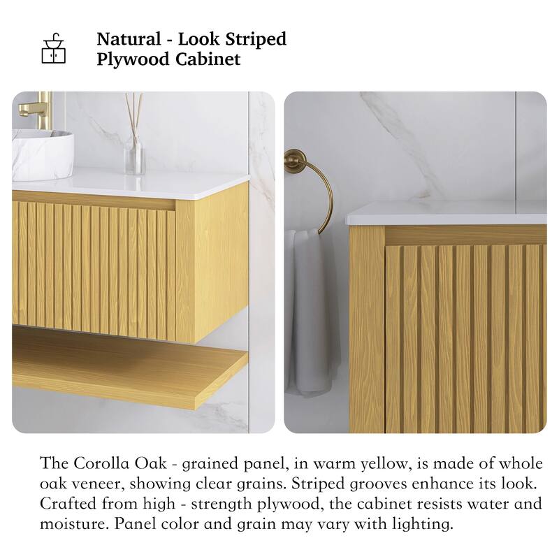 48" Wall-Mounted Bathroom Vanity with Ceramic Sink - 47.64'' x 18.9'' x 20.2''