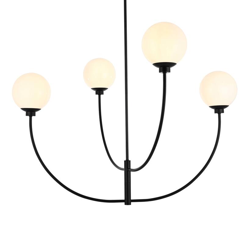 Elegant Lighting LD814D42 Nyomi 4 Light 42" Wide Chandelier - Black