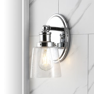 Sandrine 3-Light Iron/Seeded Glass Classic Cottage LED Vanity Light, by JONATHAN  Y