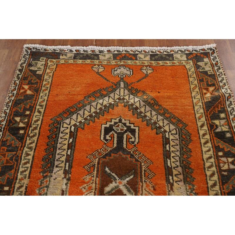 Vegetable Dye Viss Persian Vintage Runner Rug Handmade Wool Carpet - 3'10"x 9'6"