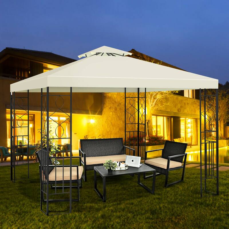 Costway 2 Tier 10'x10' Patio Gazebo Canopy Tent Steel Frame Shelter