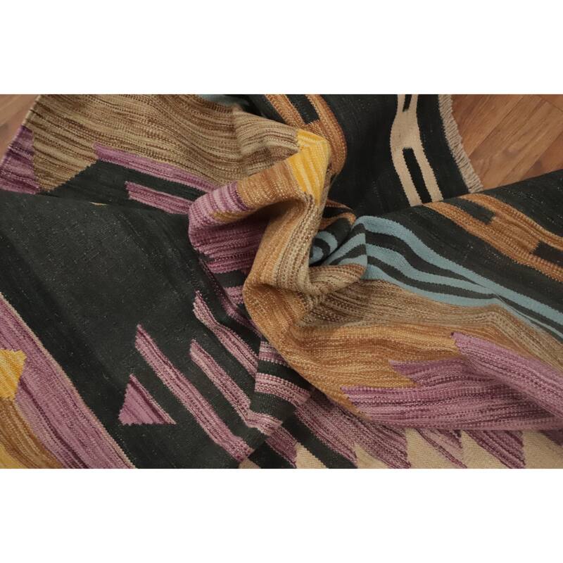 Hand Woven Oriental 100% Wool Carpet Southwestern Medallion Purples Kilim Area Rug - 12' 9'' X 10' 0''