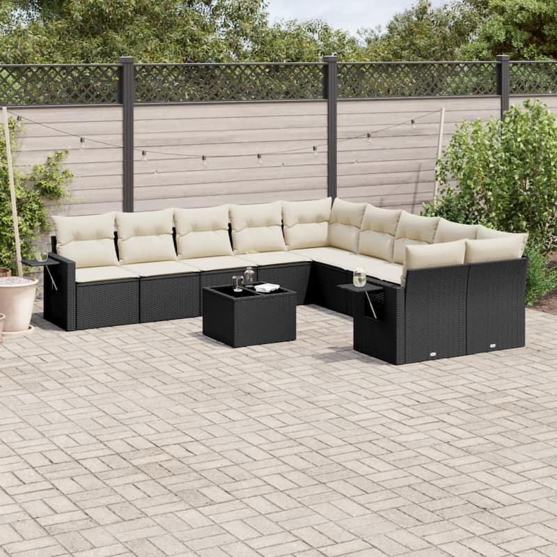 vidaXL Garden Sofa Set - Black and cream Without table