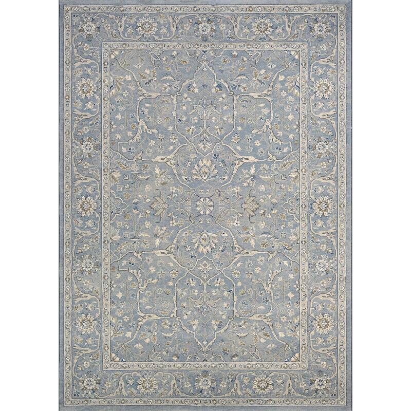 Serai Floral Kavir Area Rug - 5'3" x 7'6" - Slate Blue-Antique Cream