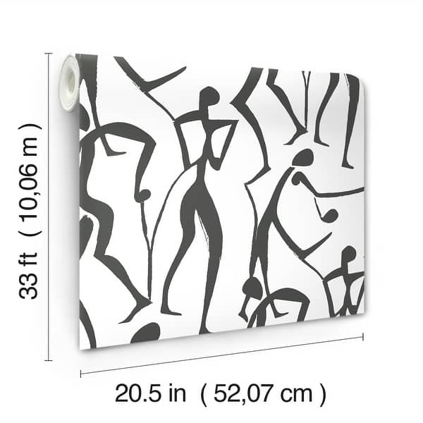 York Wallcoverings Joyful Dancers Carbon Black Wallpaper