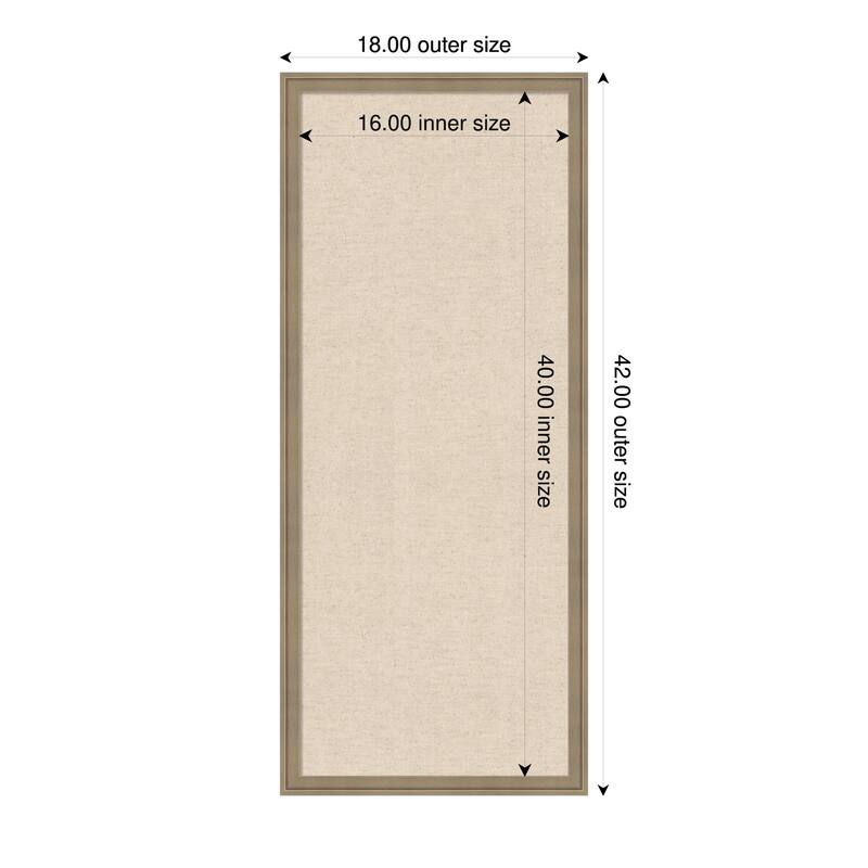 Amanti Art Framed Fabric Pinboard Natural Linen Printed Bulletin Board - Board Size 16 x 40 - Florence Light Brown