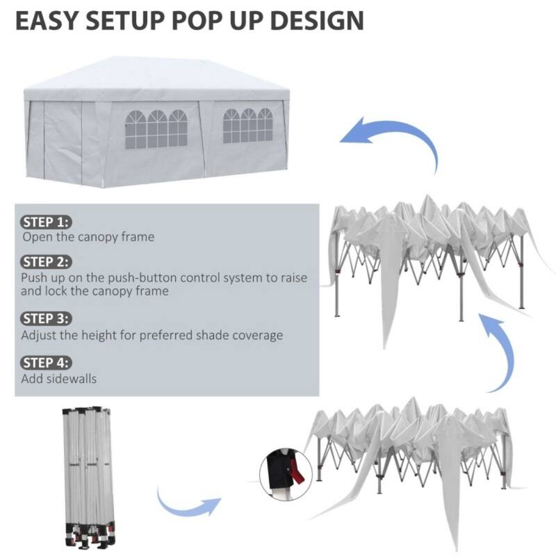 Foldable Pop-Up Gazebo Party Tent with Adjustable Legs and Windows 2 Doors Included Carry Bag - 232.25" L x 117" W x 112.25" H