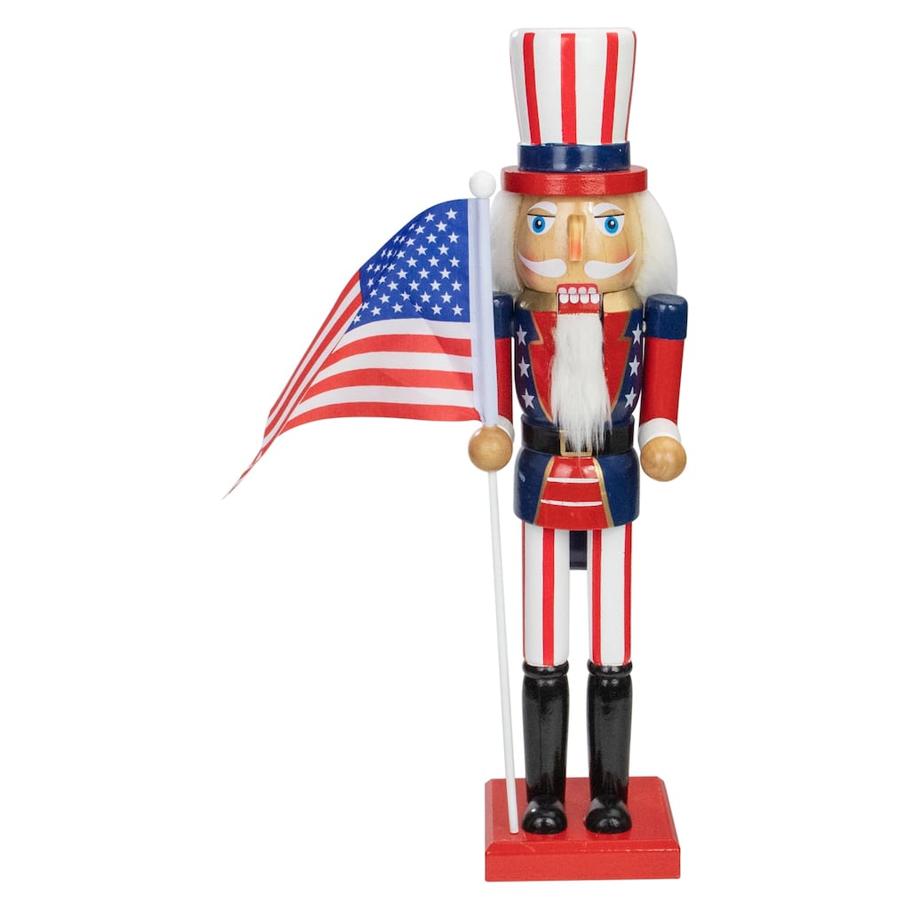 Patriotic Wooden Uncle Sam Christmas Nutcracker - 15"