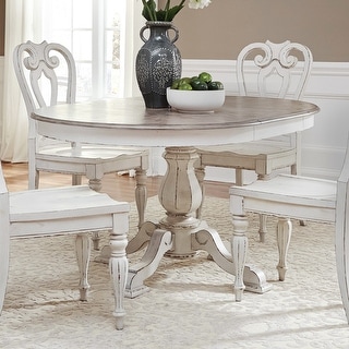 Magnolia Manor Round Pedestal Dining Table with Expandable Leaves - 2 ...