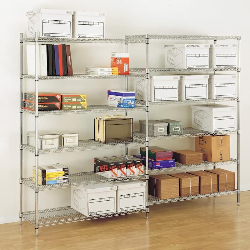 Seville Classics 48 in W x 18 in D x 72 in H, UltraDurable Commercial-Grade 6-Tier Steel Wire Shelving with Wheels
