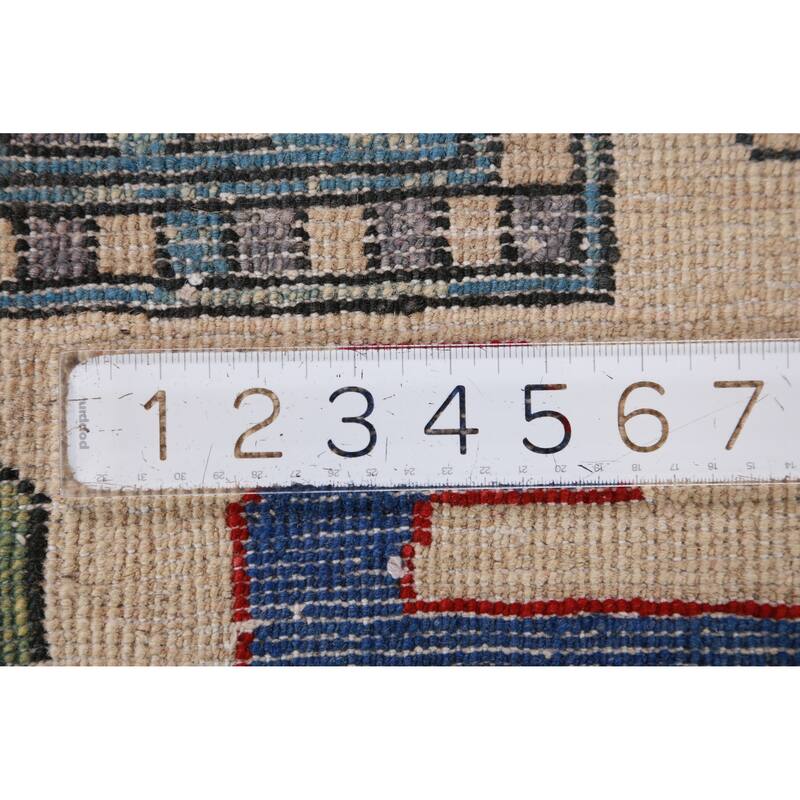 Hand Knotted Oriental 100% Wool Carpet Traditional Geometric Multi-Colored Kazak Area Rug - 11' 4'' X 8' 5''