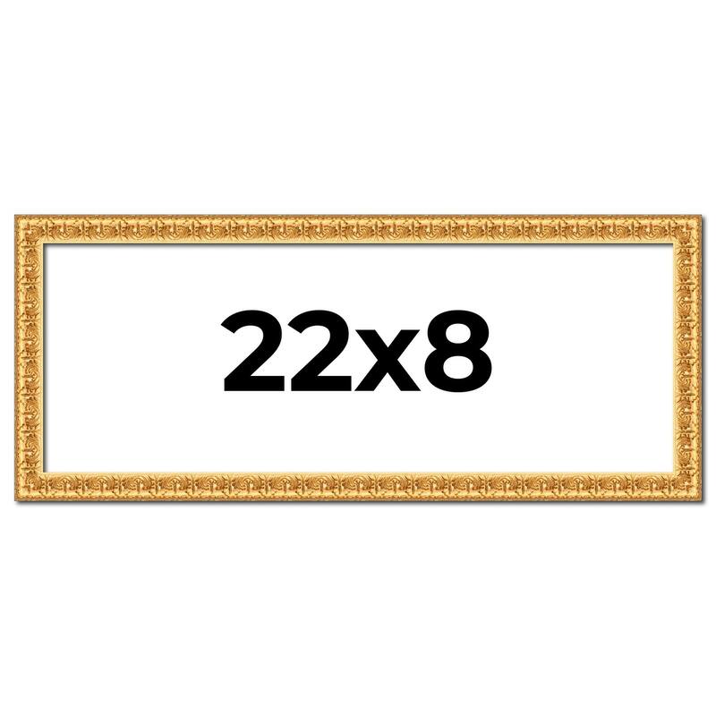 22x8 Frame Gold Real Wood Picture Frame Width 1 inches | Interior